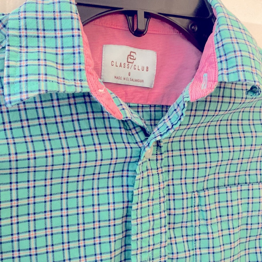 Boys Checked Button Down. Size 6.